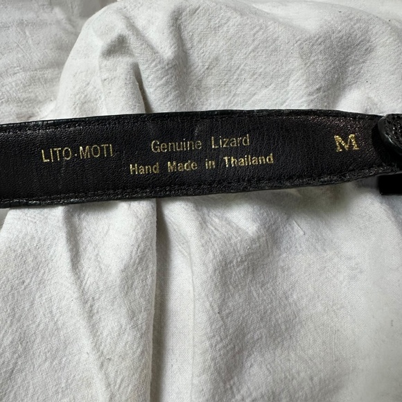 Genuine Vintage LITO-MOTI Black Genuine Lizard Sterling Belt Size M 36 Unisex main image 4